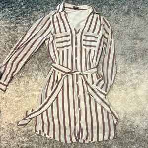 Express White dress with red and blue stripes